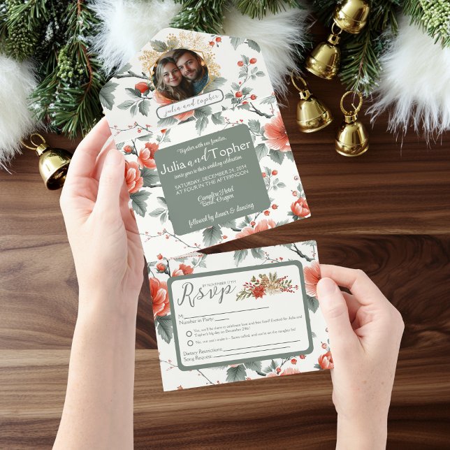 Chic Christmas Wedding  All In One Invitation (Creator Uploaded)