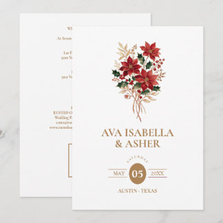 Chic Christmas Winter Poinsettia Wedding QR TLW26 Invitation