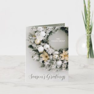 Chic Christmas Wreath Business Thank You Folded Holiday Card