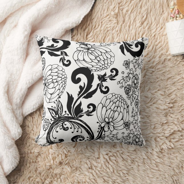 Chic Chrysanthemum Design Cushion (Blanket)