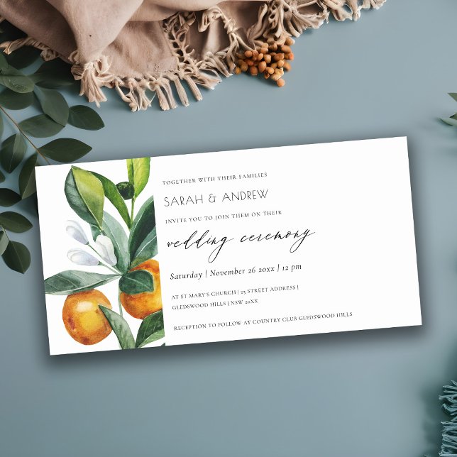 Chic Citrus Orange Botanical Boho Wedding Invite (Creator Uploaded)