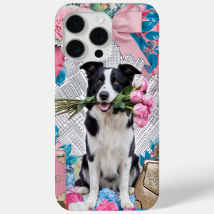 Chic City Dog with Floral Charm iPhone 15 Pro Max Case