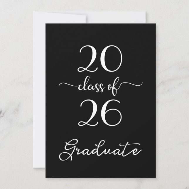 Chic Class Of 2026 Black White Graduation Party Invitation (Front)