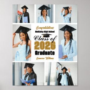 Chic Class of 2026 Graduation Party Photo Collage Poster