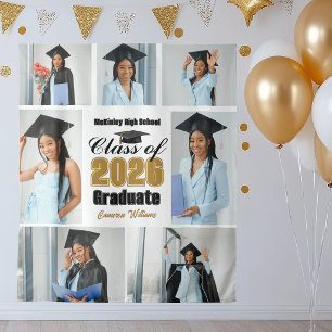 Chic Class of 2026 Graduation Party Photo Collage Tapestry