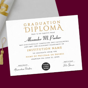 Chic Classic Black Gold School Grad Logo Diploma  Poster