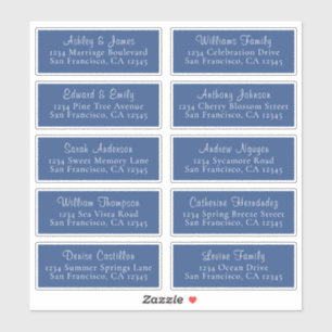 Chic Classic Blue Wedding Guest Address Labels