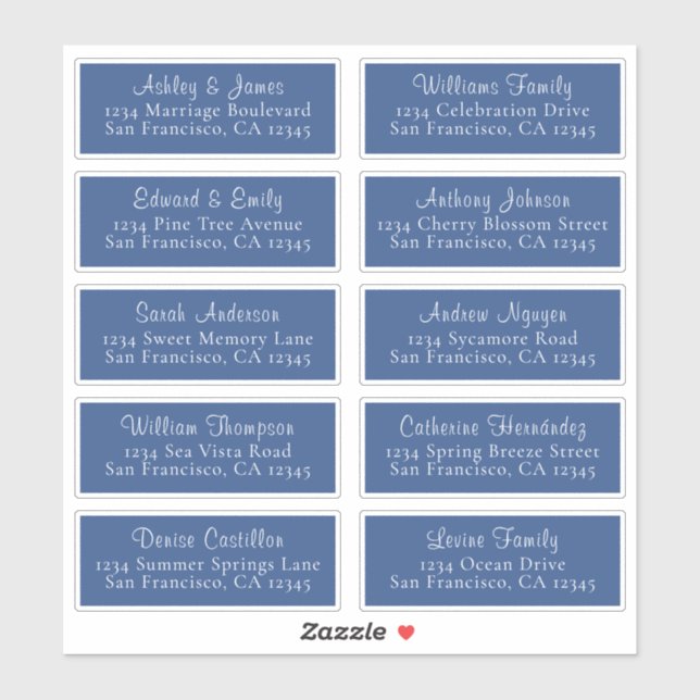 Chic Classic Blue Wedding Guest Address Labels (Sheet)