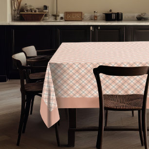 Chic Classic Coral Grey Check Tablecloth for Home