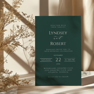 Chic Classic Emerald and White Wedding Invitation