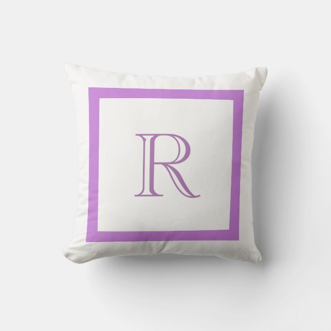 Chic Classic Purple & White Monogrammed Cushion (Front)