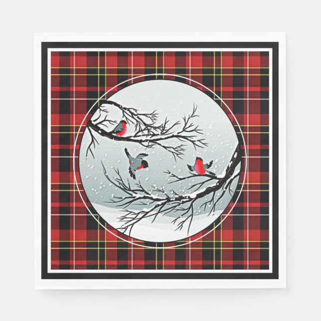 Chic Classic Red Black Yellow White Tartan Pattern Napkin (Front)