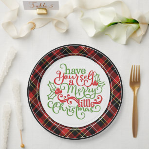 Chic Classic Red Black Yellow White Tartan Pattern Paper Plate