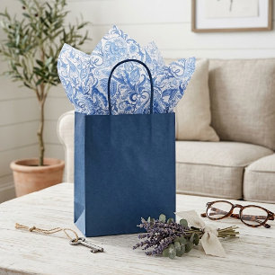 Chic Classy Blue Paisley Floral Art Wrapping Paper
