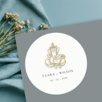 Chic Classy Minimal Gold Ganesh Indian Wedding