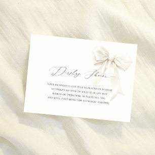 Chic Classy White Bow Display Shower Bridal Shower Enclosure Card