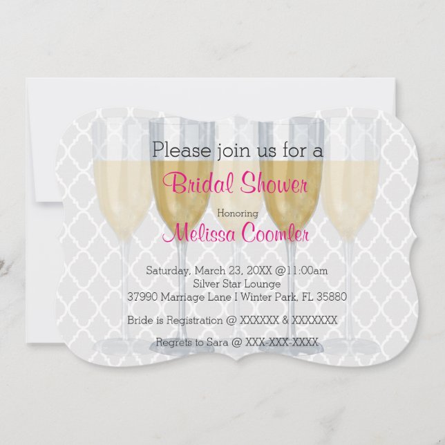 Chic Classy Wine Glass Bridal Shower Invitation (Front)