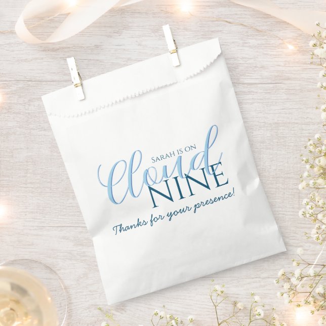 Chic Cloud Nine Modern Script bridal shower  Favour Bag (Clipped)