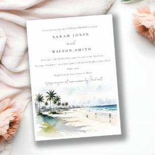 Chic Coastal Miami Beach Palm Trees Couples Shower Invitation