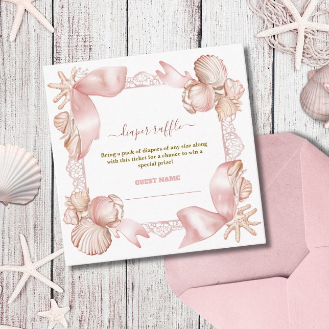 Chic coastal Pearl blush Pink Diaper Raffle Enclosure Card (Creator Uploaded)
