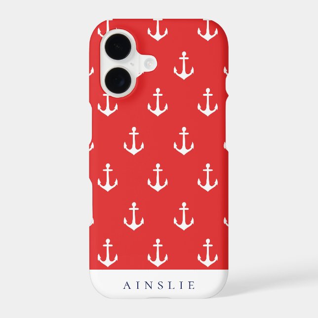 Chic Coastal Red Anchor Pattern (Back)