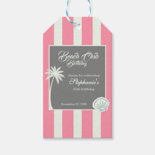 Chic Coastal Stripe Beach Club 50th Birthday Gift Tags