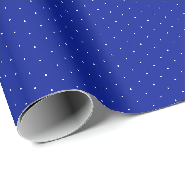 Chic cobalt blue and white tiny polka dots pattern wrapping paper (Roll Corner)