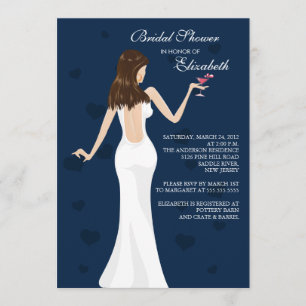 Chic Cocktail Bride Bridal Shower Invitation blue