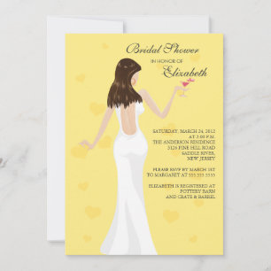 Chic Cocktail Bride Bridal Shower Invitation Yello