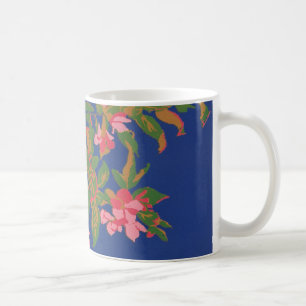 Chic Coffee Mug, Pink Japonica on Blue Mug