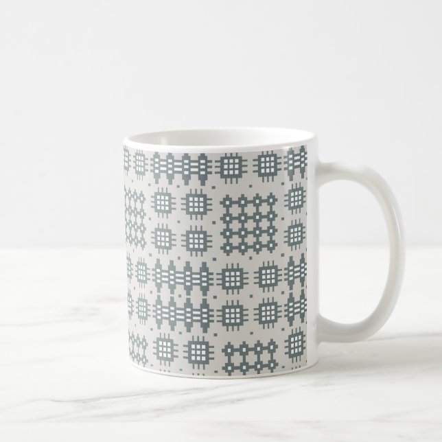 Chic Coffee Mug: Welsh Tapestry Pattern, Grey Mug (Right)