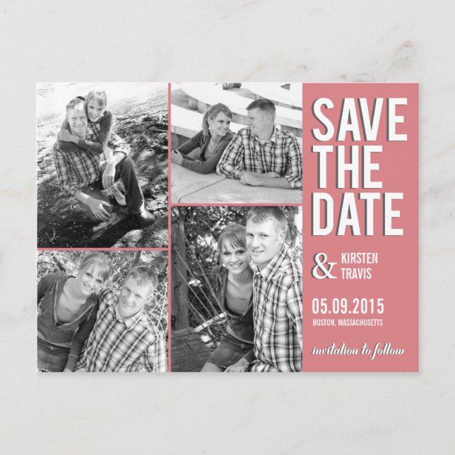 Chic Collage Save The Date Postcard (Front)