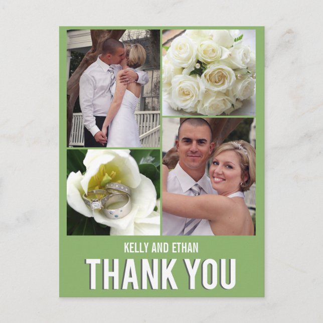 Chic Collage Wedding Thank You Postcard (Front)