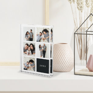 Chic Collage Year Keepsake Photo Block   Charcoal