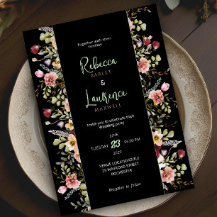 Chic colorful wildflowers garden wedding invitation