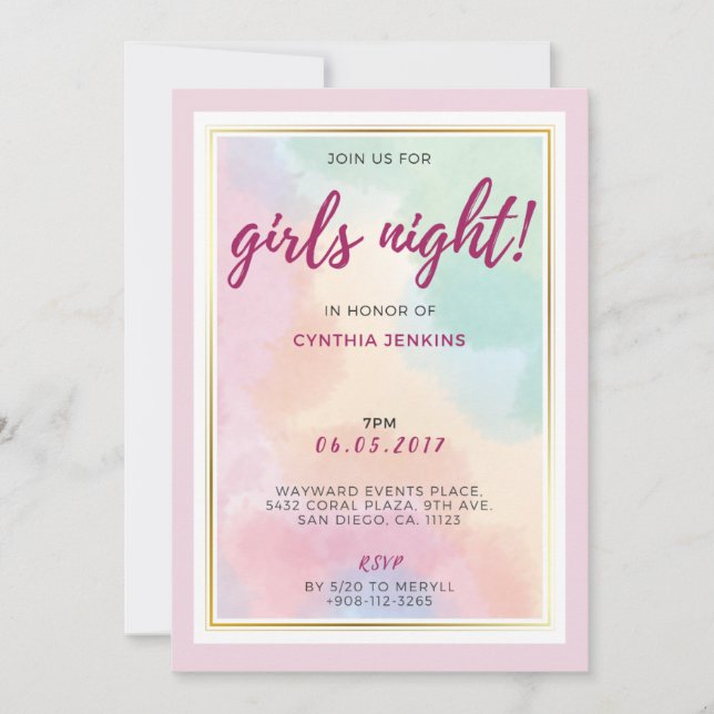 Chic Colorfull Bachelorette Party Invitation (Front)