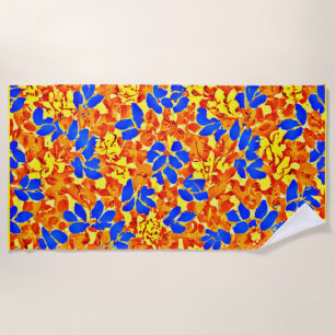 Chic Colour Burst Foliage Pattern Beach Towel