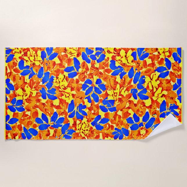 Chic Colour Burst Foliage Pattern Beach Towel (Front)