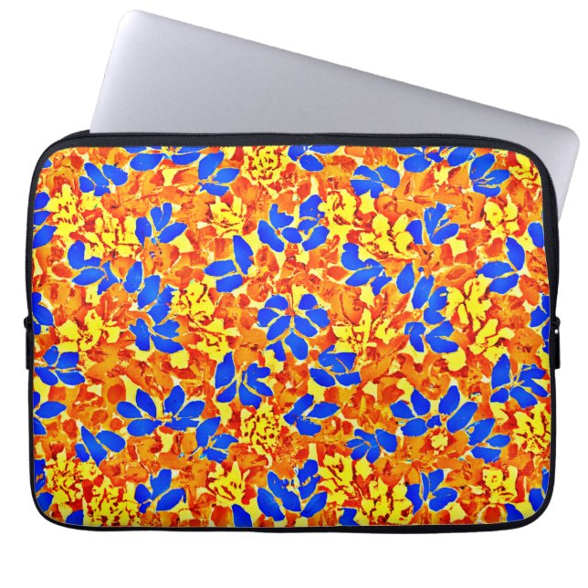 Chic Colour Burst Foliage Pattern Laptop Sleeve (Front)