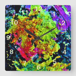 Chic Colourful Abstract Painting Square Wall Clock