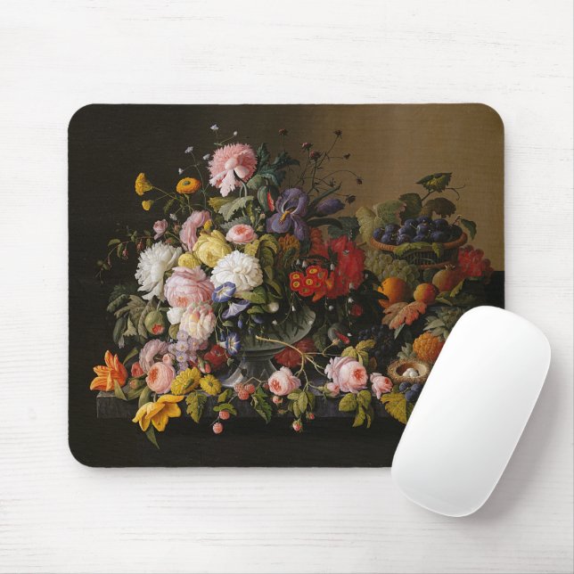 Chic Colourful Baroque Flowers Still Life Painting Mouse Pad (With Mouse)
