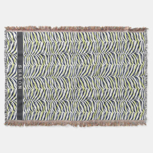 Chic colourful black & yellow zebra print monogram throw blanket