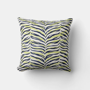 Chic colourful black & yellow zebra print pillow