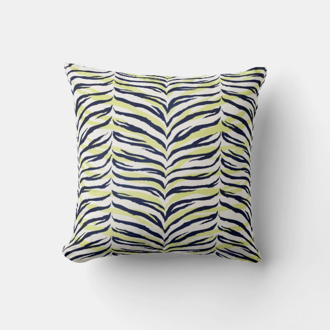 Chic colourful black & yellow zebra print pillow (Front)