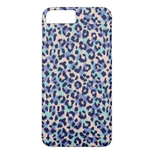 Chic colourful blue beige cheetah print monogram iPhone 8 plus/7 plus case