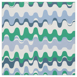 Chic colourful blue green abstract wave pattern fabric