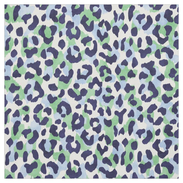 Chic colourful blue green cheetah print pattern fabric (Swatch)