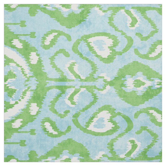 Chic colourful blue green ikat tribal patterns fabric (Swatch)