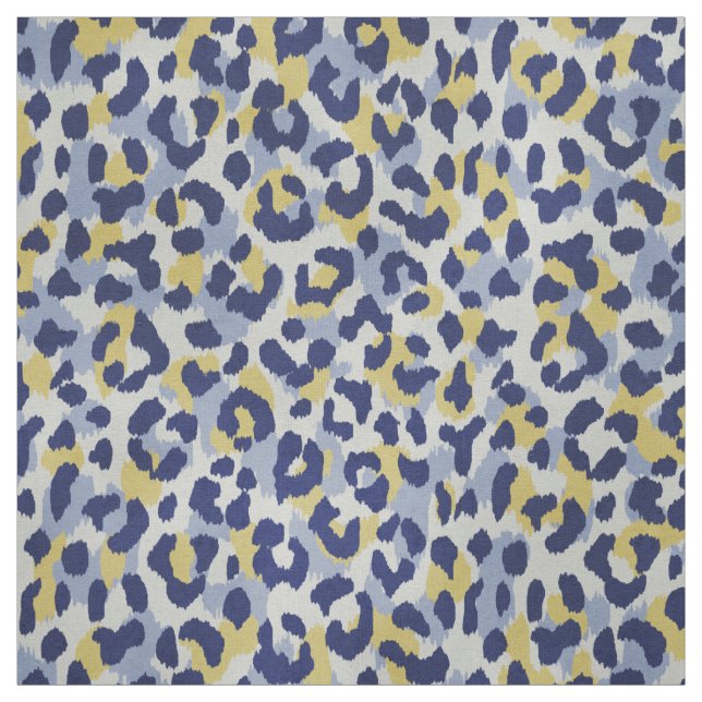 Chic colourful blue yellow cheetah print pattern fabric (Swatch)