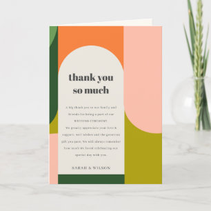 Chic Colourful Bright Groovy Retro Arch Wedding Thank You Card